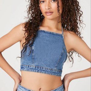 Forever 21 Denim Halter Crop Top | Size S